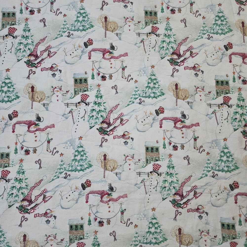 Reversible Quilt Christmas Snow Much Fun Snowman Throw‎ Blanket 65" x 43"